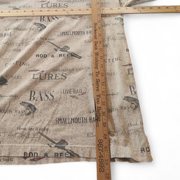 Vintage Puritan All Over Bass Fishing Lure Print Fishermancore Polo S/S Shirt M - Picture 7 of 7